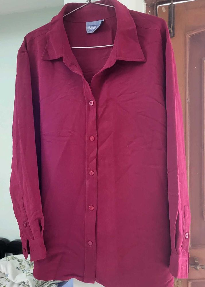 Maroon Button-Down Shirt