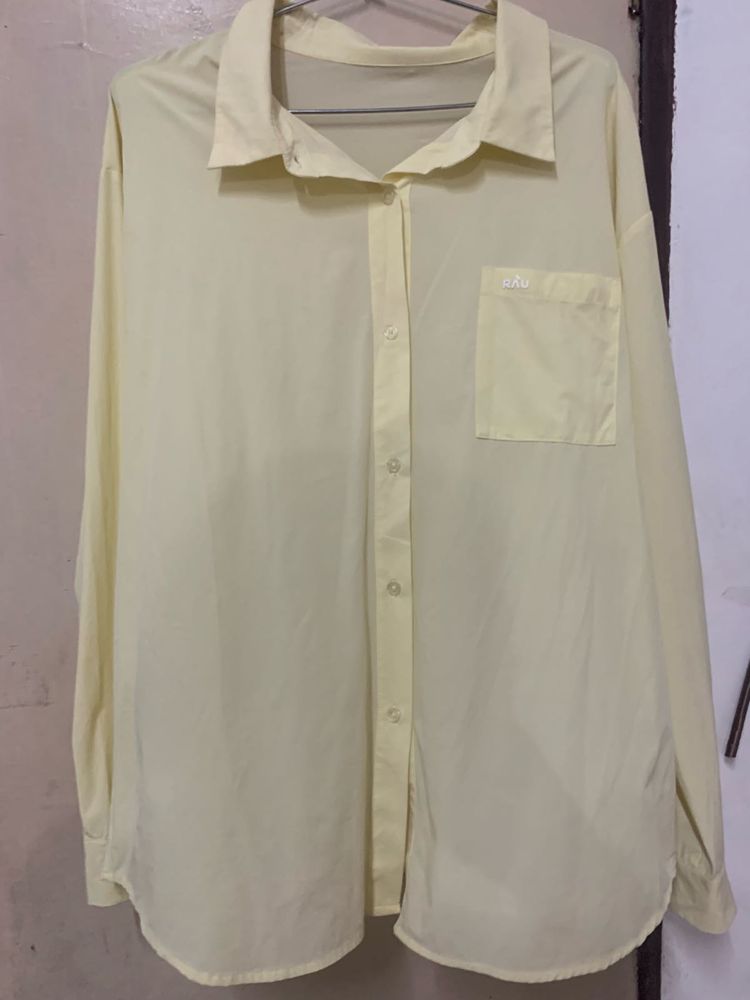 Yellow Oversized Button-Up Shirt