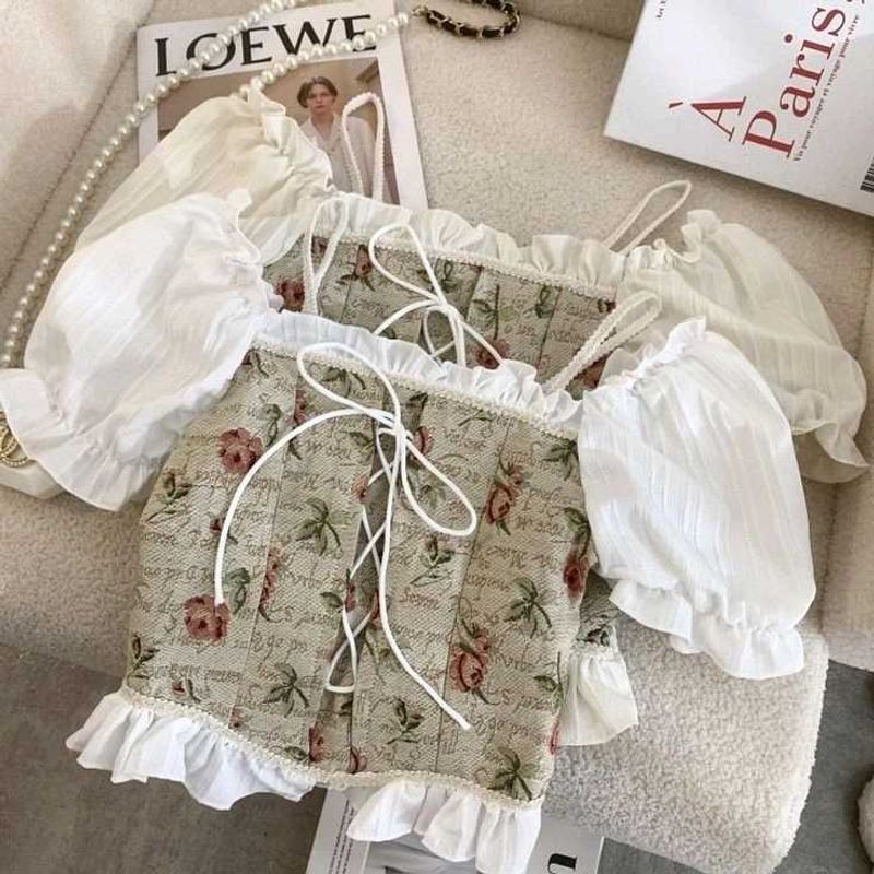 Vintage retro style floral embroidery design women