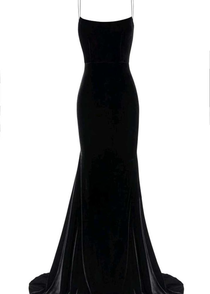 Elegant Black Velvet Evening Gown