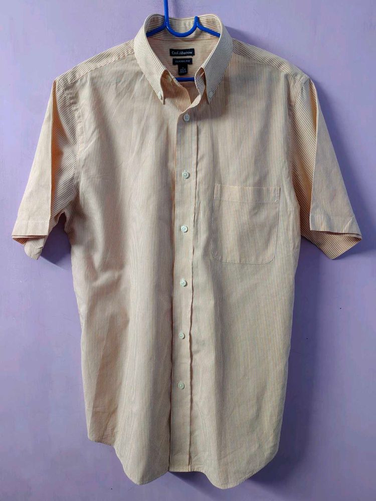 Men's Short Sleeve Striped Button-Down Shirt