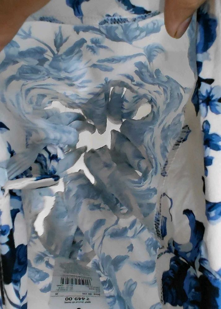 Blue Floral Print Blouse