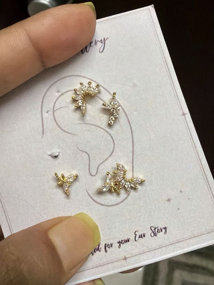 Sparkling CZ Stud Earrings Set
