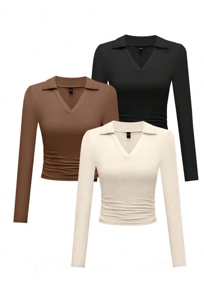 little box two Long Sleeve Collared Tops comboof 2