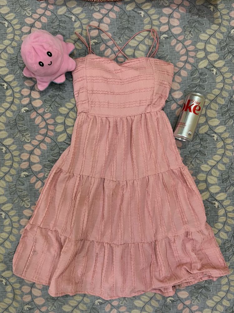 Pink Tiered Mini Dress