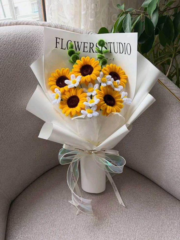 Handmade Crochet Sunflower Bouquet