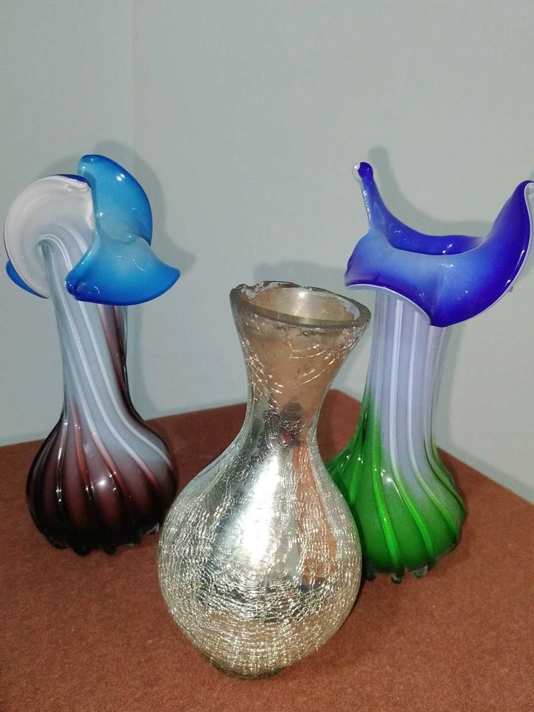 Set of 3 Artistic Glass Vases