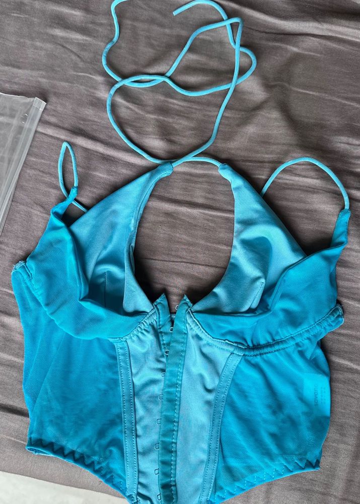 Halter Neck Tie Up Crop Top