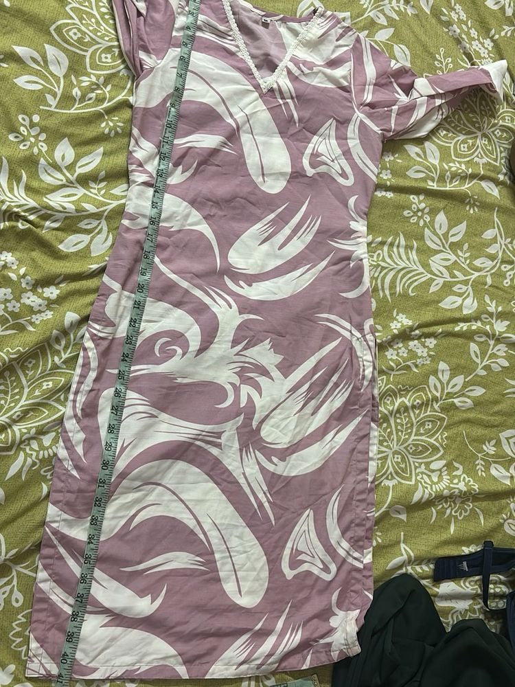 Stylish Pink Floral Print Kurta