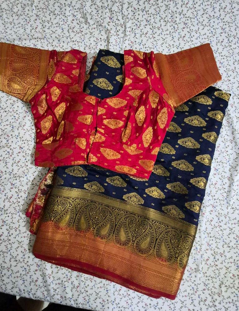 Banarasi Silk Saree with BLOUSE 🔥