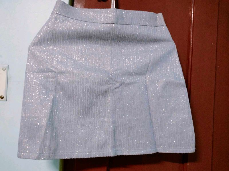 Sparkly Silver Mini Skirt
