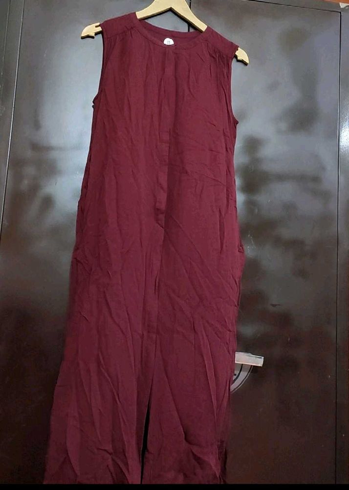 Burgundy Color Cut Sleeves Kurti For 32 Bust