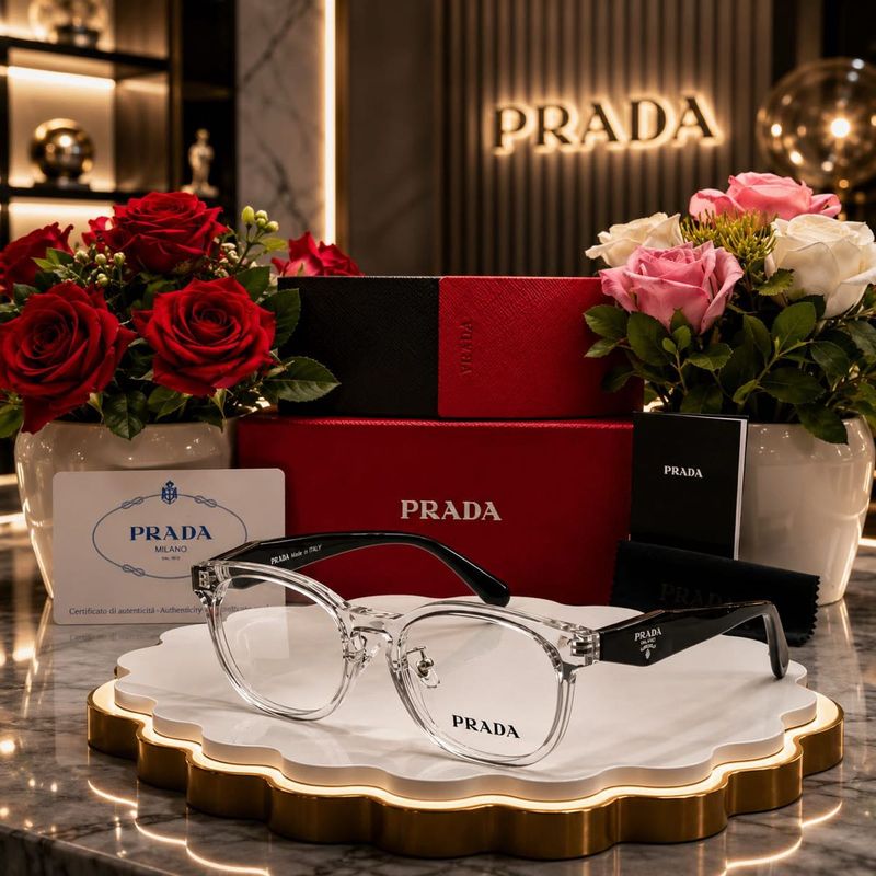 Prada-Inspired Transparent Square Frame Eyeglasses