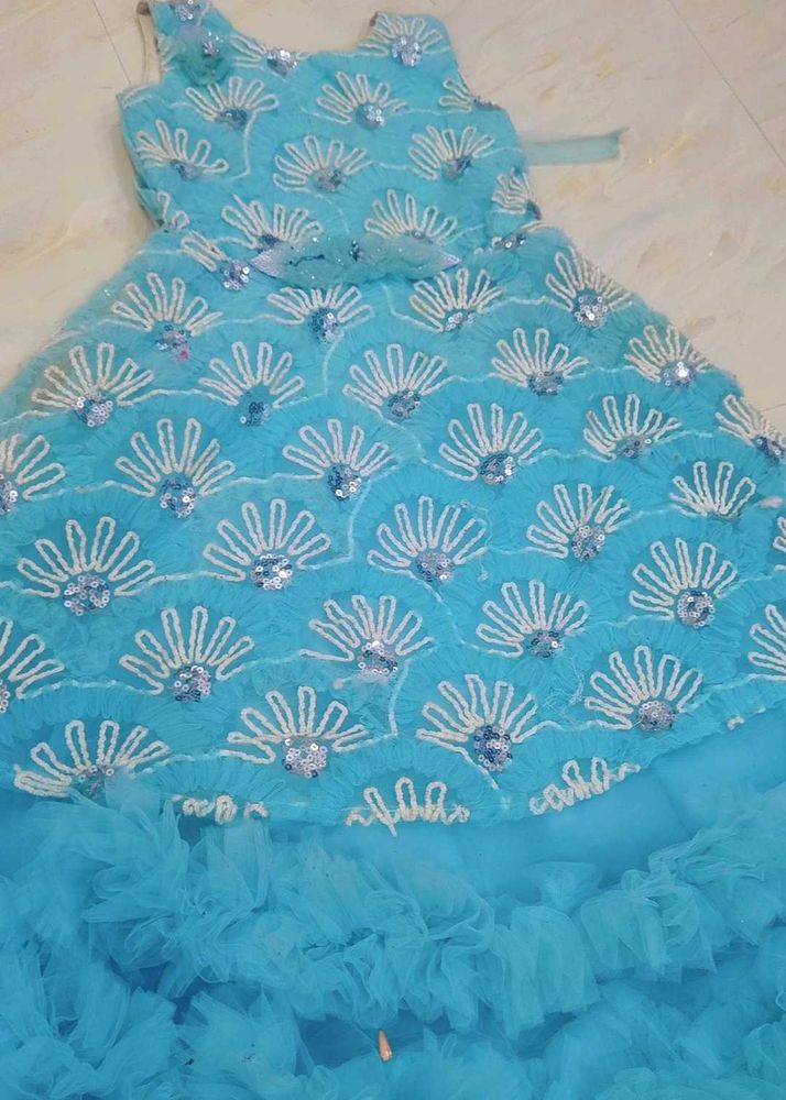 Elegant Blue Girls Party Dress