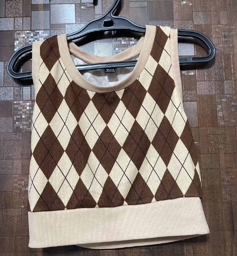 Argyle Knit Vest Top