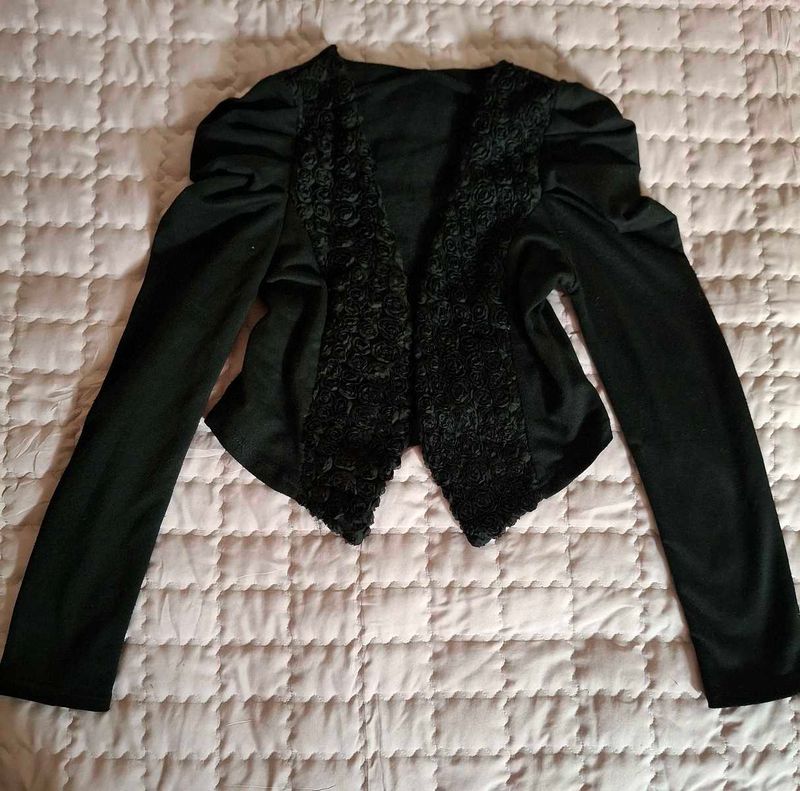 Black Embellished Cropped Jacket