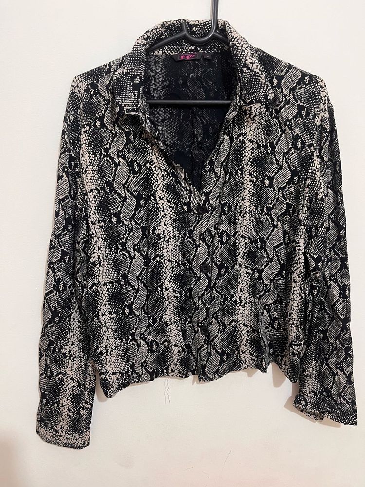Snakeskin Print Long Sleeve Shirt