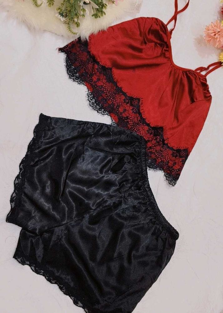 Satin Lace Pajama Set