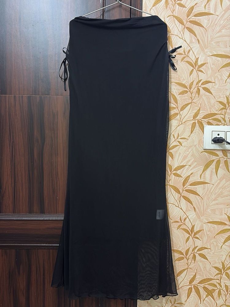 Elegant Black Mesh Ethnic Skirt