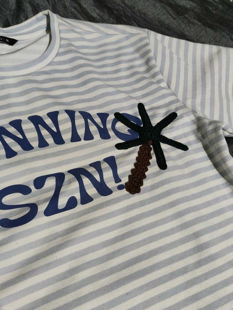 Striped Palm Tree Graphic T-Shirt