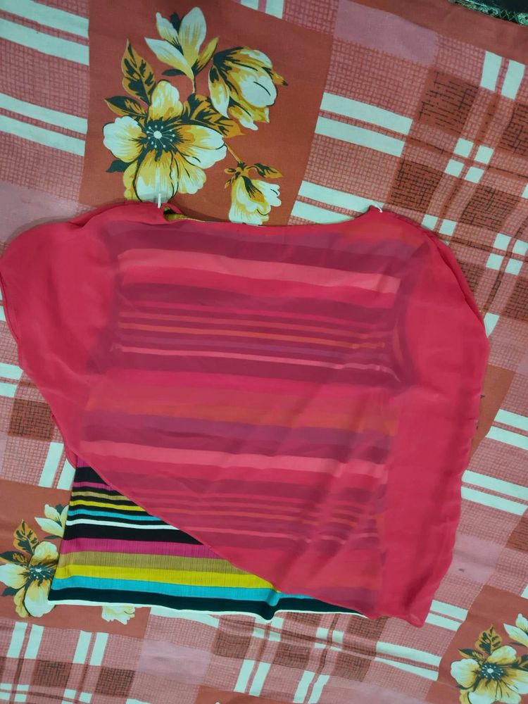 Combos of 4 T -shirt Colorful Striped Top with She