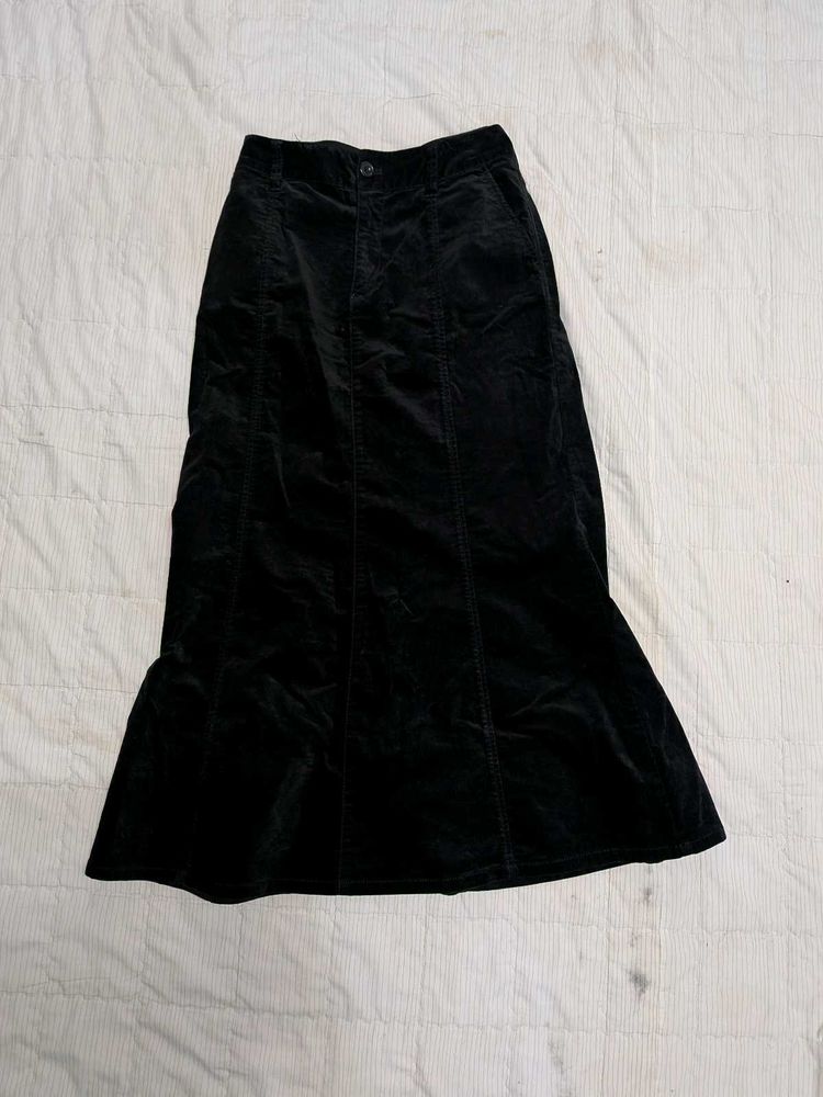 Black Velvet Maxi Skirt