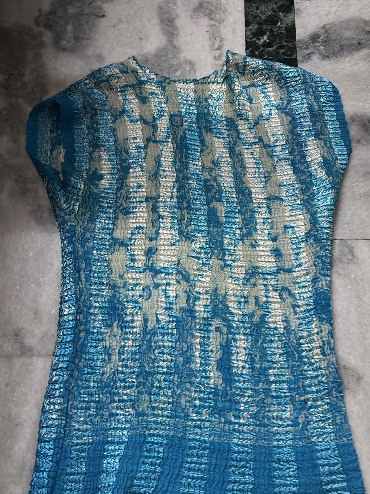 Crushed Blue &amp; White Blouse