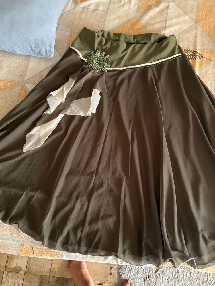 Flowy Olive Green  Skirt