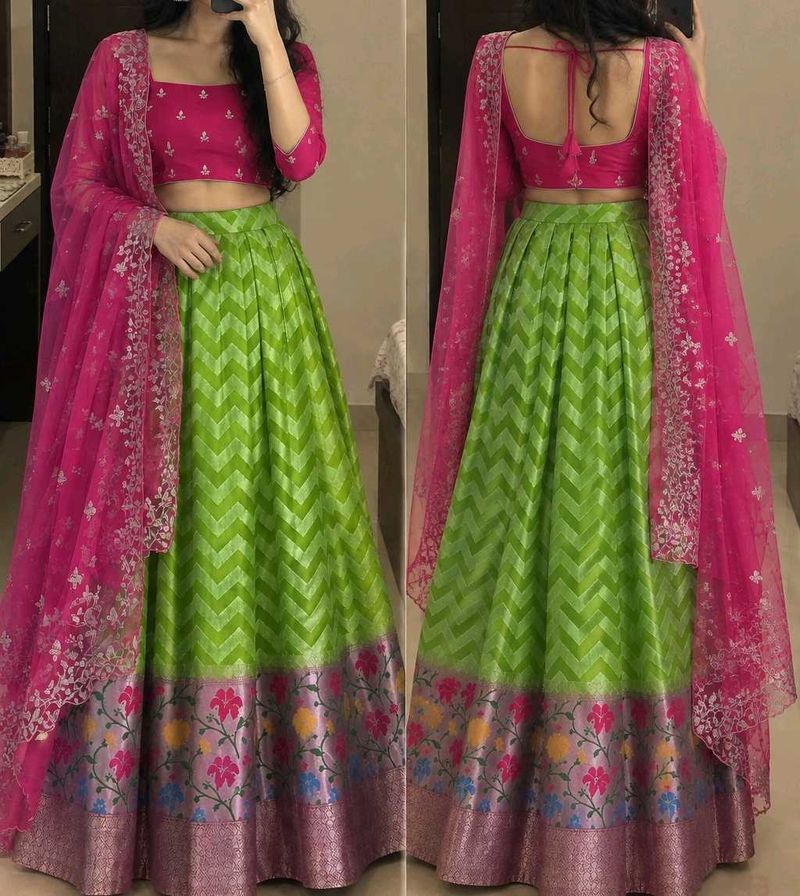 💃🏻 Garba Green &amp; Pink Lehenga Choli ❤️
