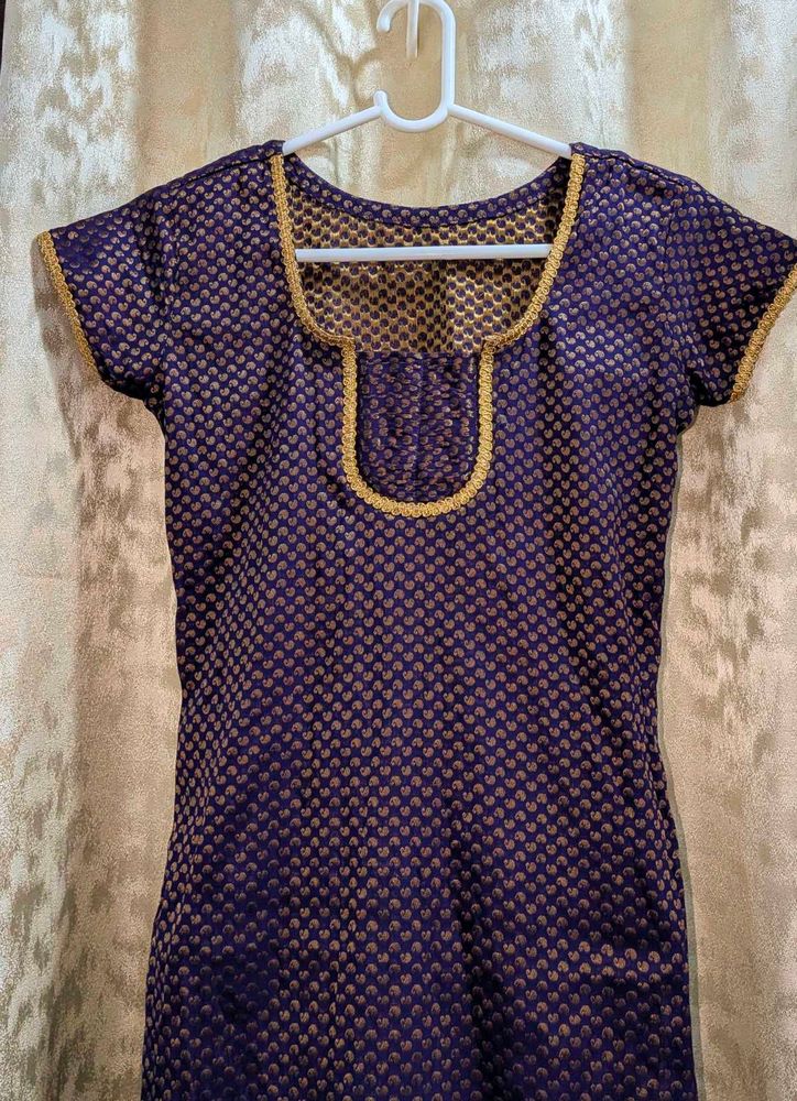 Purple Gold Brocade Ethnic Kurta