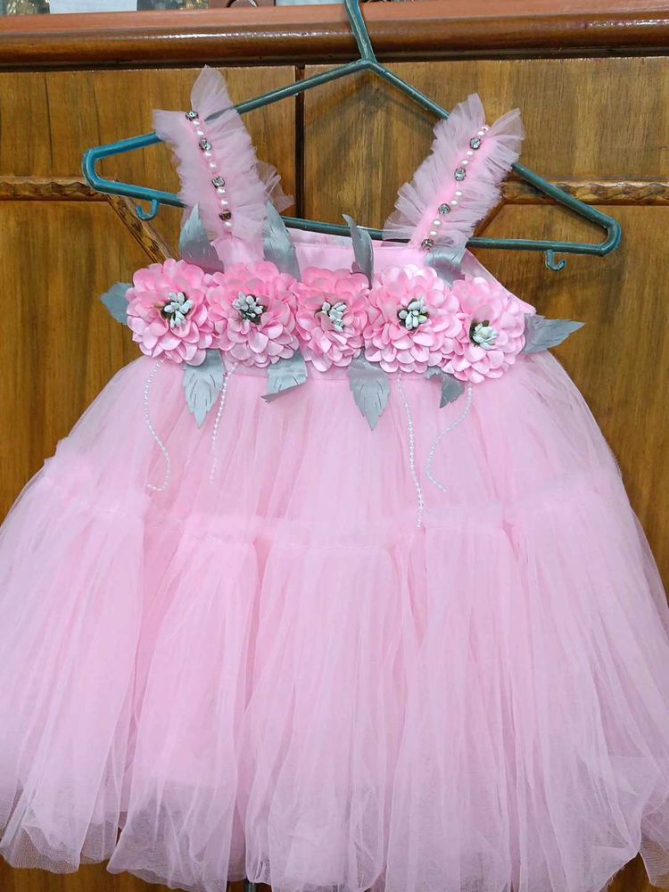 Pink Floral Tulle Dress