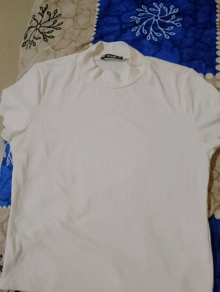 White Mock Neck Top