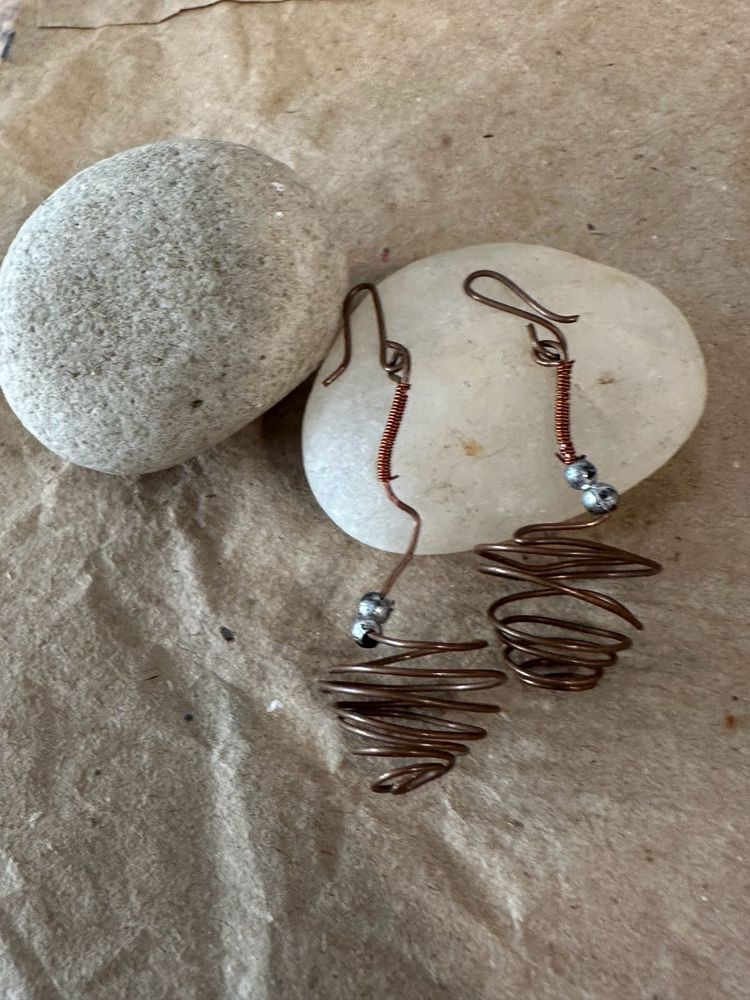Unique Copper Wire Swirl Earrings
