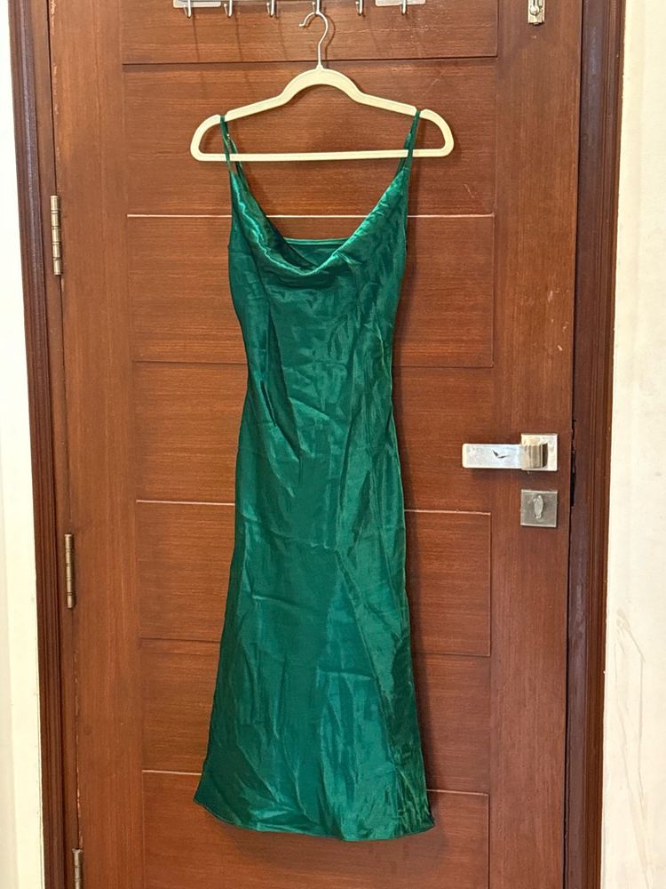 Emerald Green Satin Slip Dress