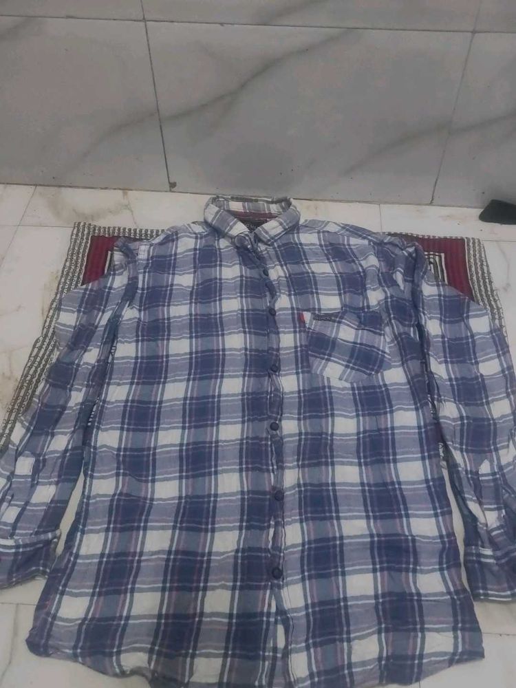 Men's Blue Plaid Flannel Shirt