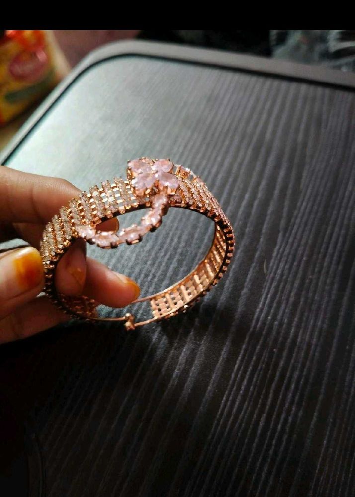 Stunning Rose Gold Bracelet with Pink Stones