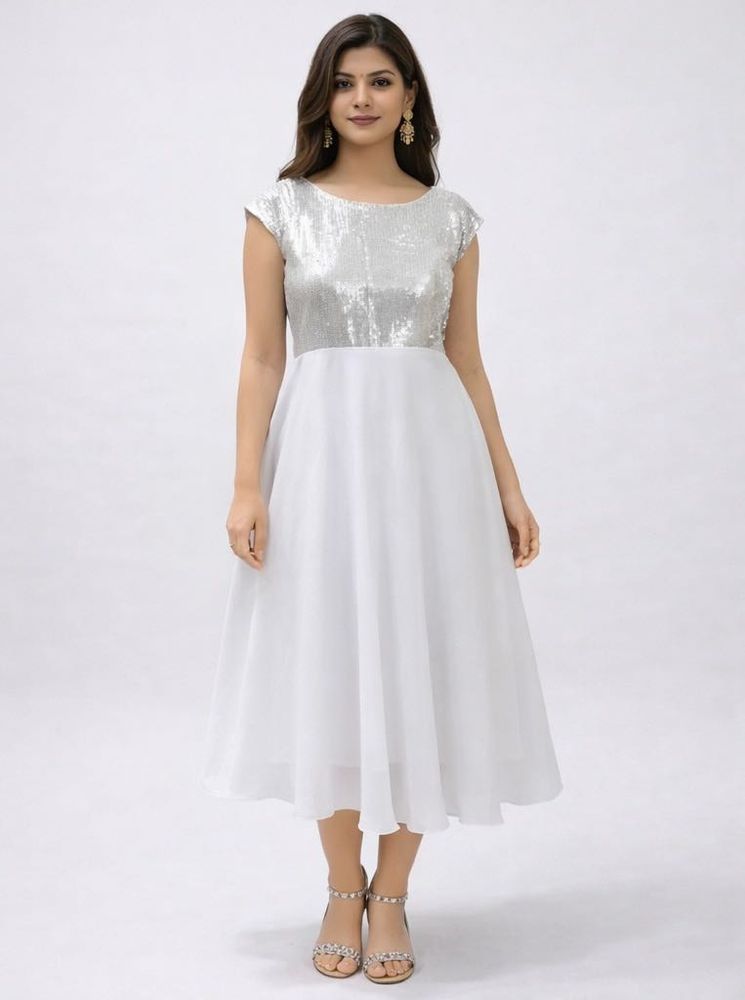 Sparkly Top White Maxi Dress