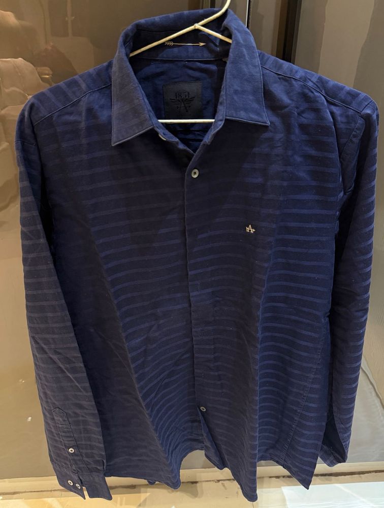Men's Blue Striped Casual Shirt