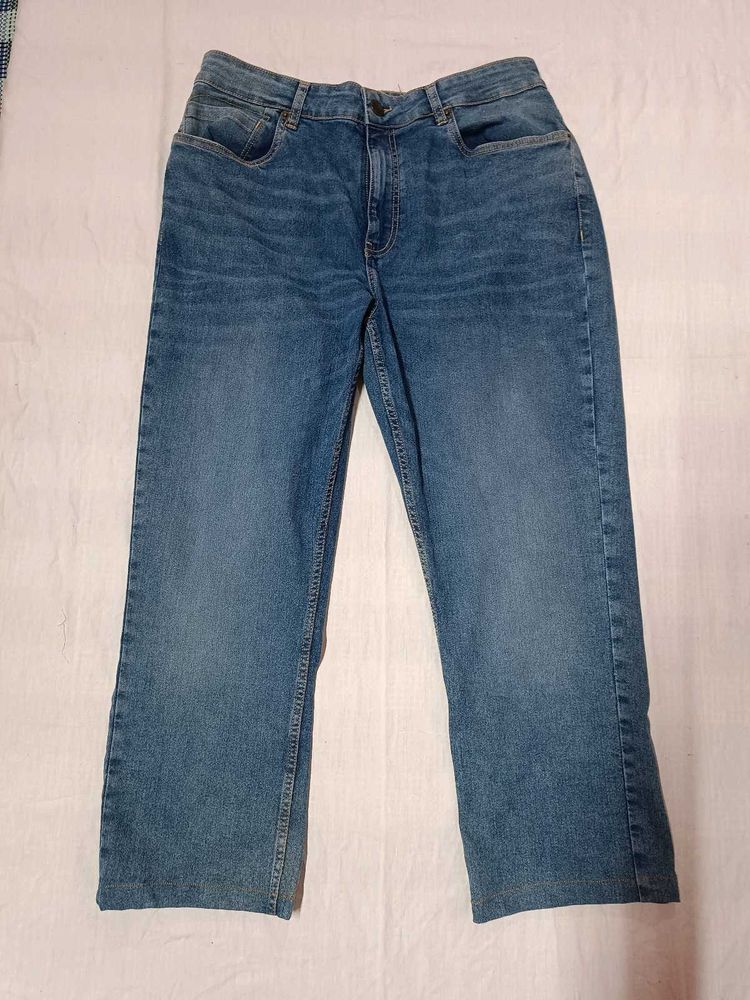 Baggy Blue Denim Wide Leg Jeans