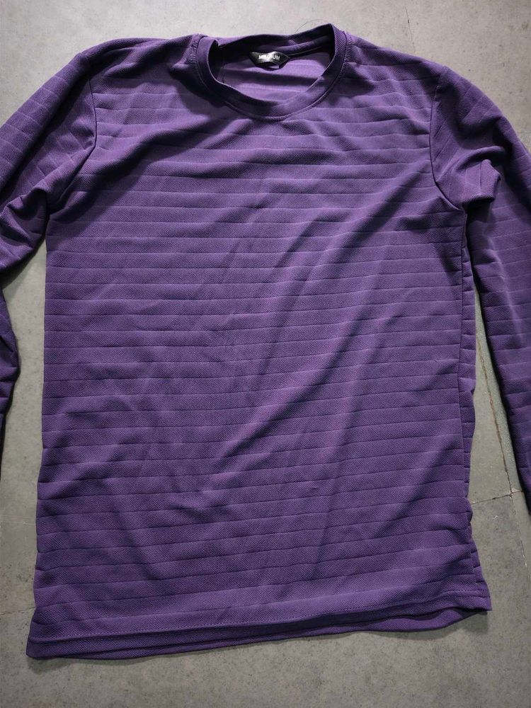 Men's Purple Striped Long Sleeve T-Shirt
