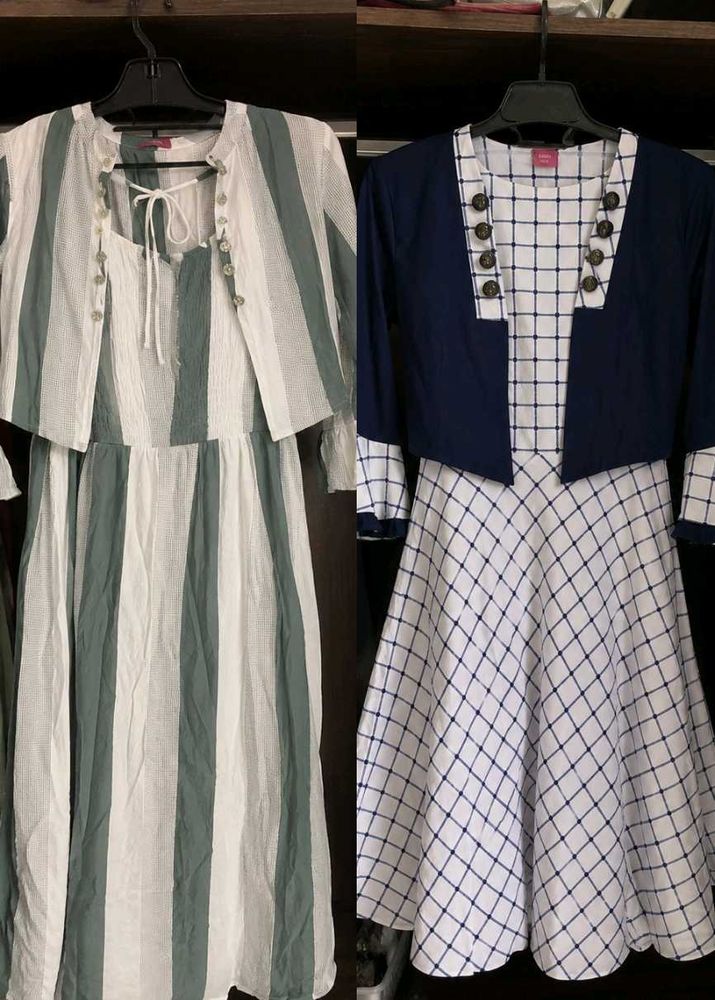 Combo of 2 Striped &amp; Checked Maxi dresses