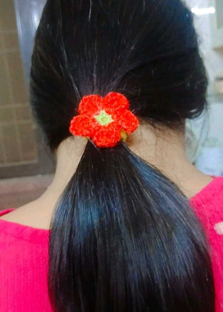 Handmade Crochet Flower Hair Tie 1