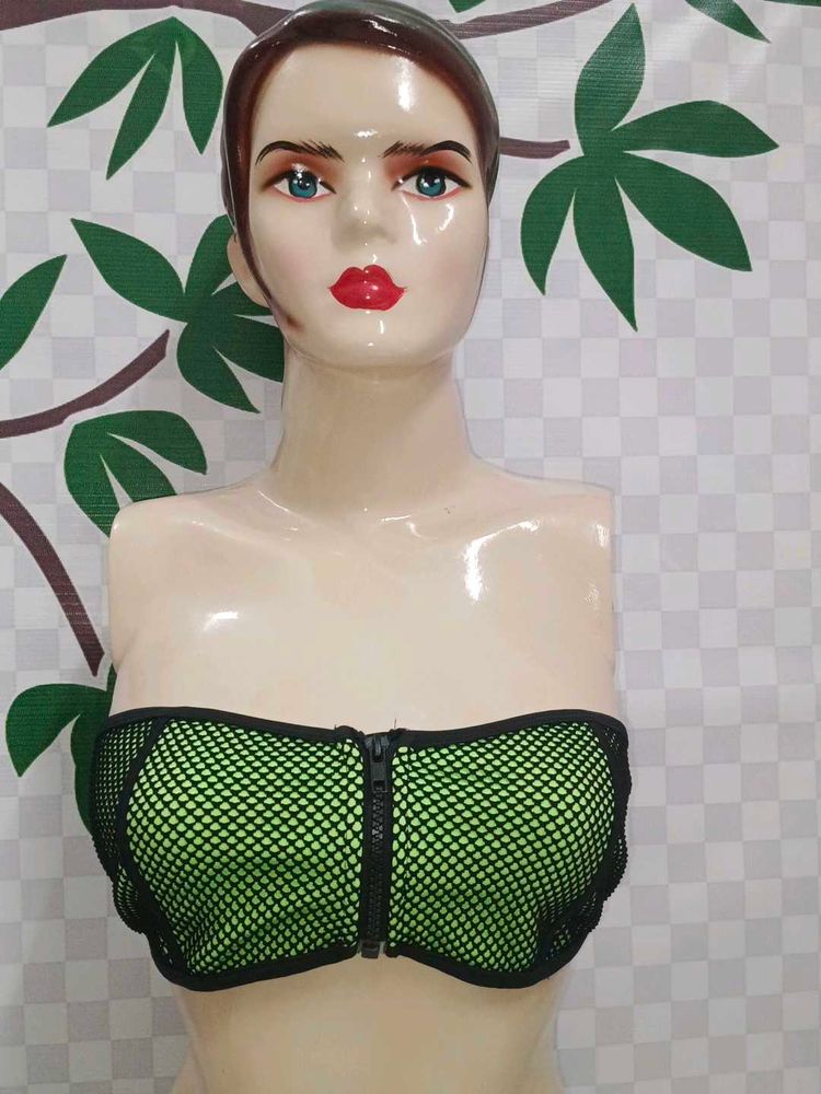 (200)Green Mesh Bra
