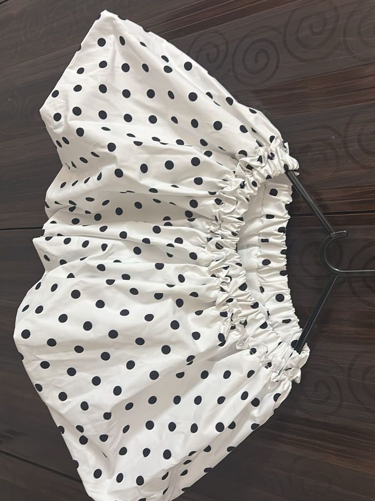 White Polka Dot Mini Skorts
