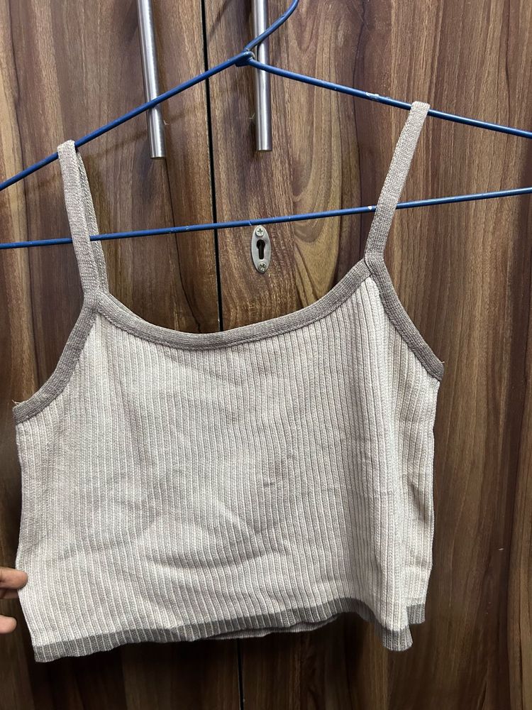 Ribbed Spaghetti Strap Crop Top