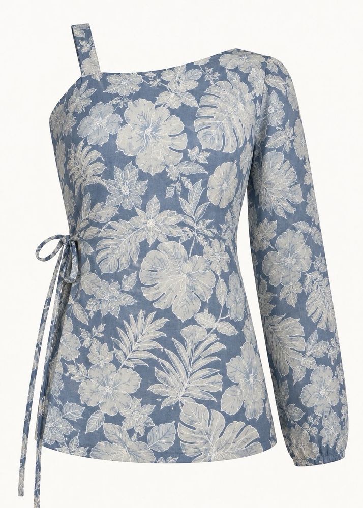 One-Shoulder Floral Print Top
