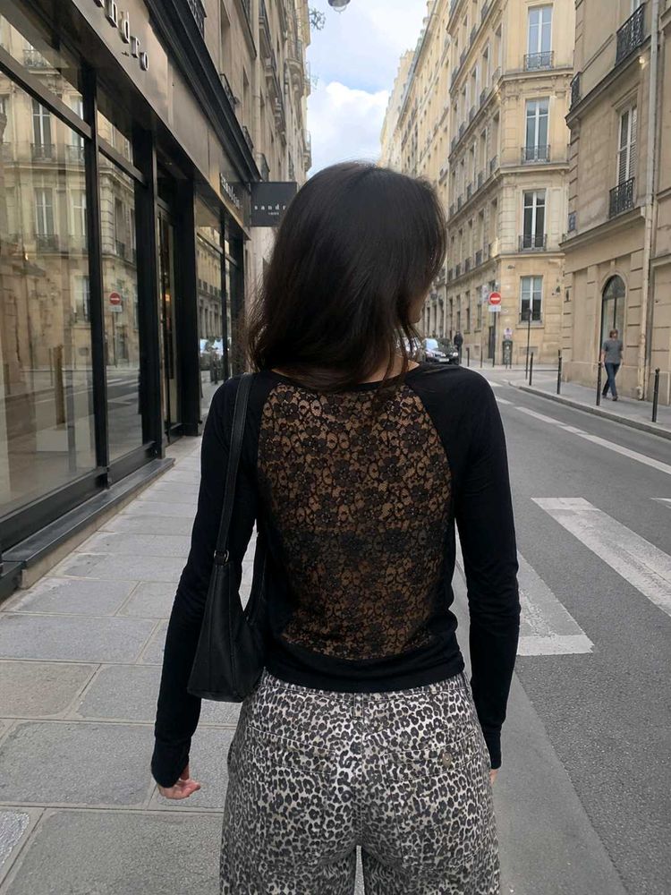Black Lace Back Panel Open Front Jacket / Shrug