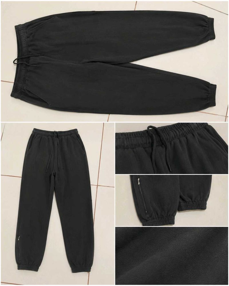 brown Joggers with Zipper Ankle