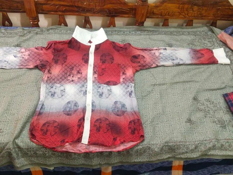 Stylish Red &amp; White Printed Shirt