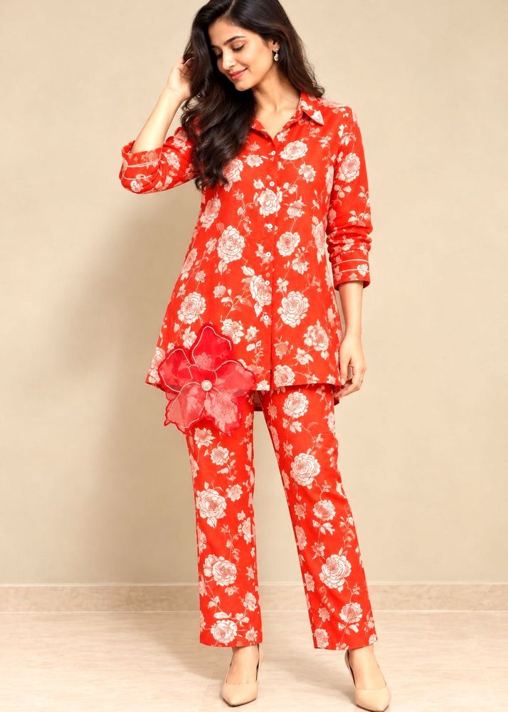 Chic Floral Print Kurta Set